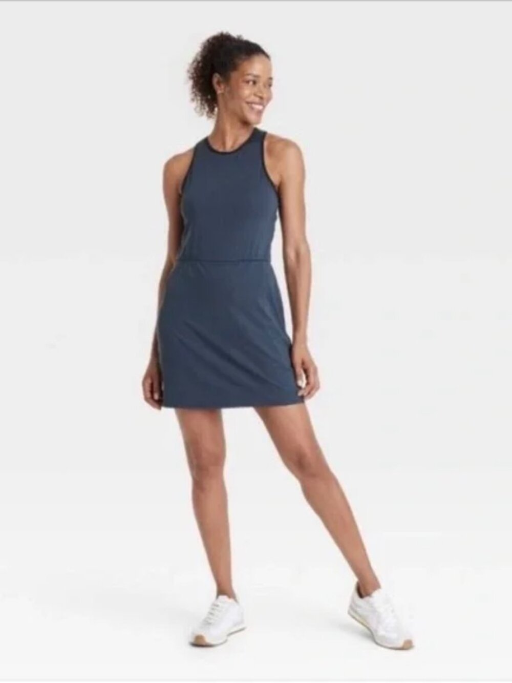 All In Motion Woven Knit Golf Tennis Active Sleeveless Dress Navy/Black S NWT - Picture 1 of 8